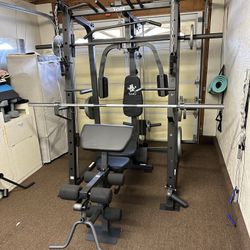 Vesta Fitness Smith Machine 1001 w/Bench Attachment | 245lb Cast Iron Olympic Weights | 7ft Olympic Bar | Fitness | Gym Equipment | FREE DELIVERY 🚚 