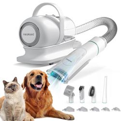 Pet Grooming Kit & Vacuum Suction 99% Pet Hair, Professional Clippers with 5 Proven Grooming Tools for Dogs Cats and Other Animals
