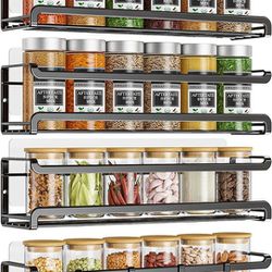 Spice Rack wall mounted 4 Pack, Space-Saving Spice Organizer for Spice Jars  and Seasonings,Screw or Adhesive Hanging Spice Rack Organizer for Your Ki  for Sale in East Northport, NY - OfferUp