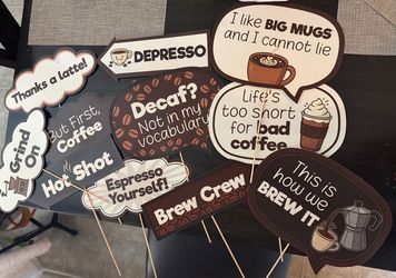 Coffee Themed Photo Booth Props Set