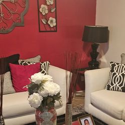 Red And White furniture Set