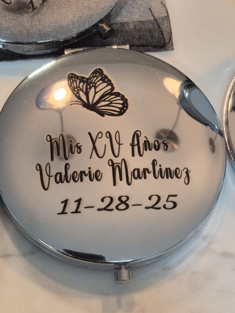 Recuerdos Para Quinceañera Sweet 15,16 Baby Shower Espejos Mirrors Personalizados Engraved Grabados Madera Abanicos