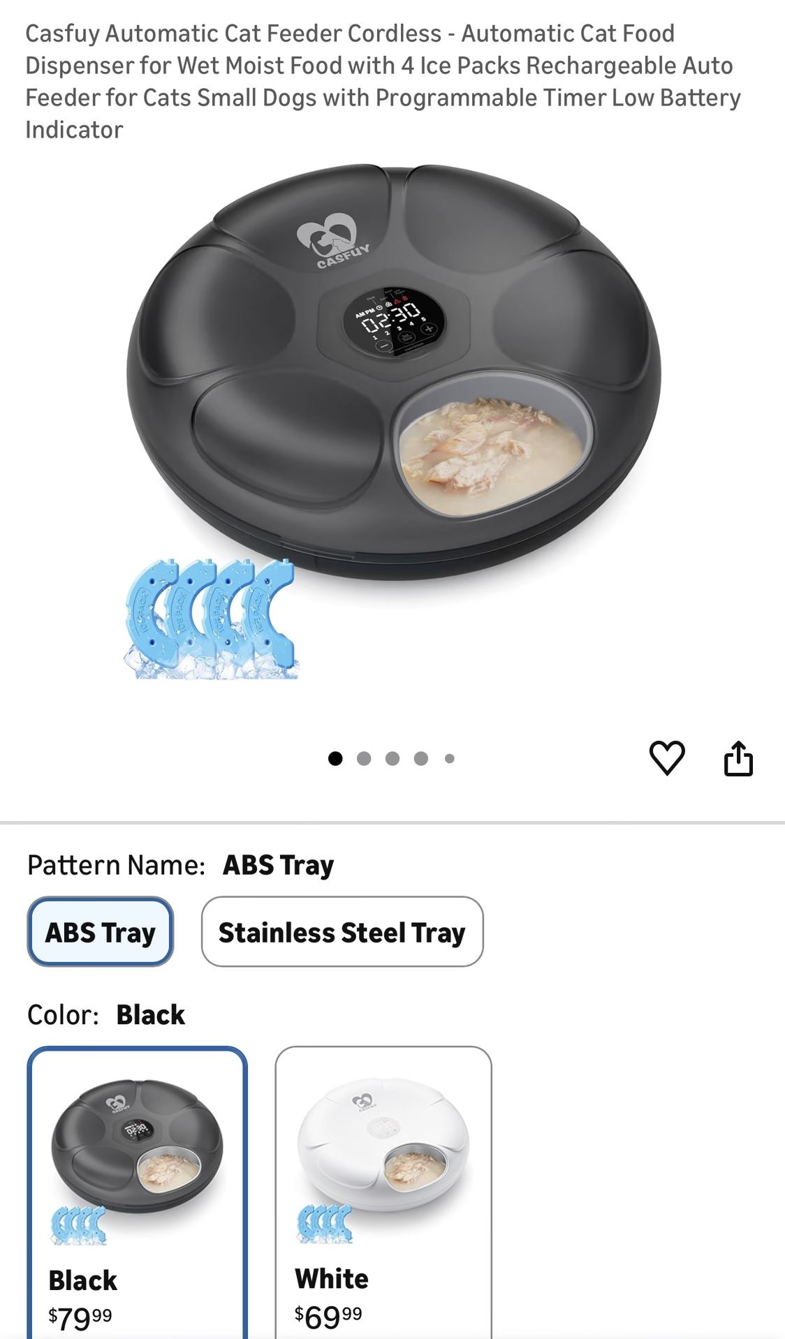 Casfuy Automatic Cat Feeder Cordless