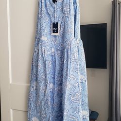 Roller Rabbit Women's Dress, Size S, Blue Amanda Floral