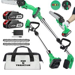 2in1 Electric Pole Saws: 6 Inch Mini Chainsaw Cordless with Extension Pole 16Feet long reach