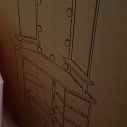 Black Vanity With Lights And Stool Included