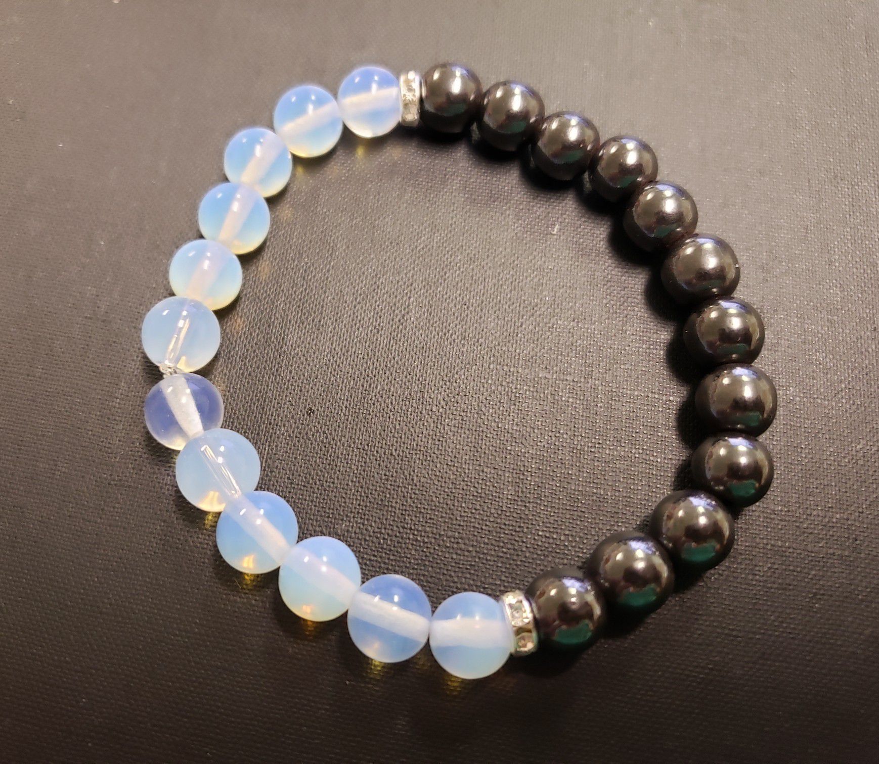 NATURAL STONE - OPAL Magnetic Hematite Hematite Bracelet (reduce stress & anxiety, Help dating , marriage & family life, blood circulation(see photos)