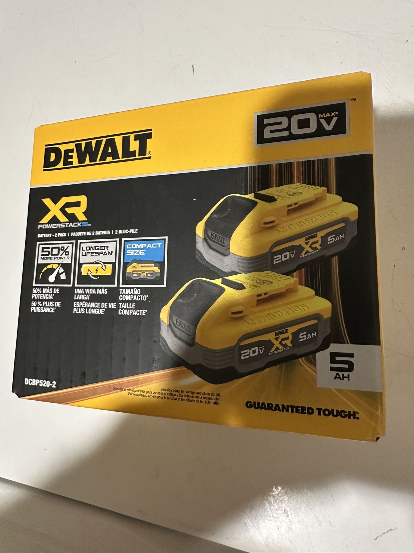 DEWALT POWERSTACK 20V Lithium-Ion 5.0Ah (2 Packer) DCBP520-2