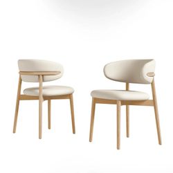 Mid-Century Modern Ash Wood Dining Chair- Set of 2