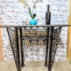 Handcrafted Wine Serving Console Table