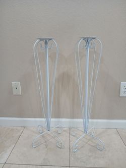 Set Of White Candle Holders 