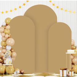 Khaki Arch Cover Set of 3 Wedding Arch Cover 7.2 6.6 6 FT Arch Backdrop Cover for Stand Spandex Arch Backdrop Cover 2-Sided Round Top Chiara Arch Back
