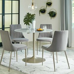 Barchoni - White / Gray - 5 Pc. - Dining Room Table, 4 Side Chairs

