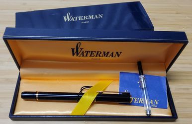 New in box! Vintage Waterman Fountain Pen Black with Gold Trim.