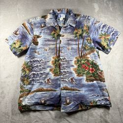 Vintage RJC Men's XL Resort Hawaiian Camp Button-Up Shirt Floral 90s #7A