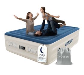 VOSSER Air Mattress Queen with Built in Pump,18'' Raised Blow Up Bed,800lb Patented I Beam Blow Up Mattress,40%Thicker PVC,Water/LeakProof,Flocked,3Mi