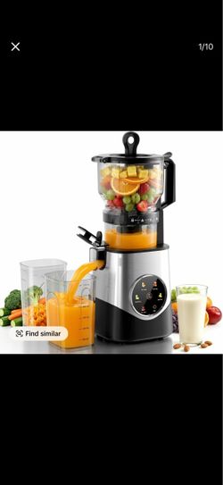 Kismile Masticating Cold Press Countertop Juicer - 6.1" Extra Large Chute, 60 RPM Slow Press