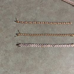 925 Silver Bracelet With Gold Plate Good Stone .