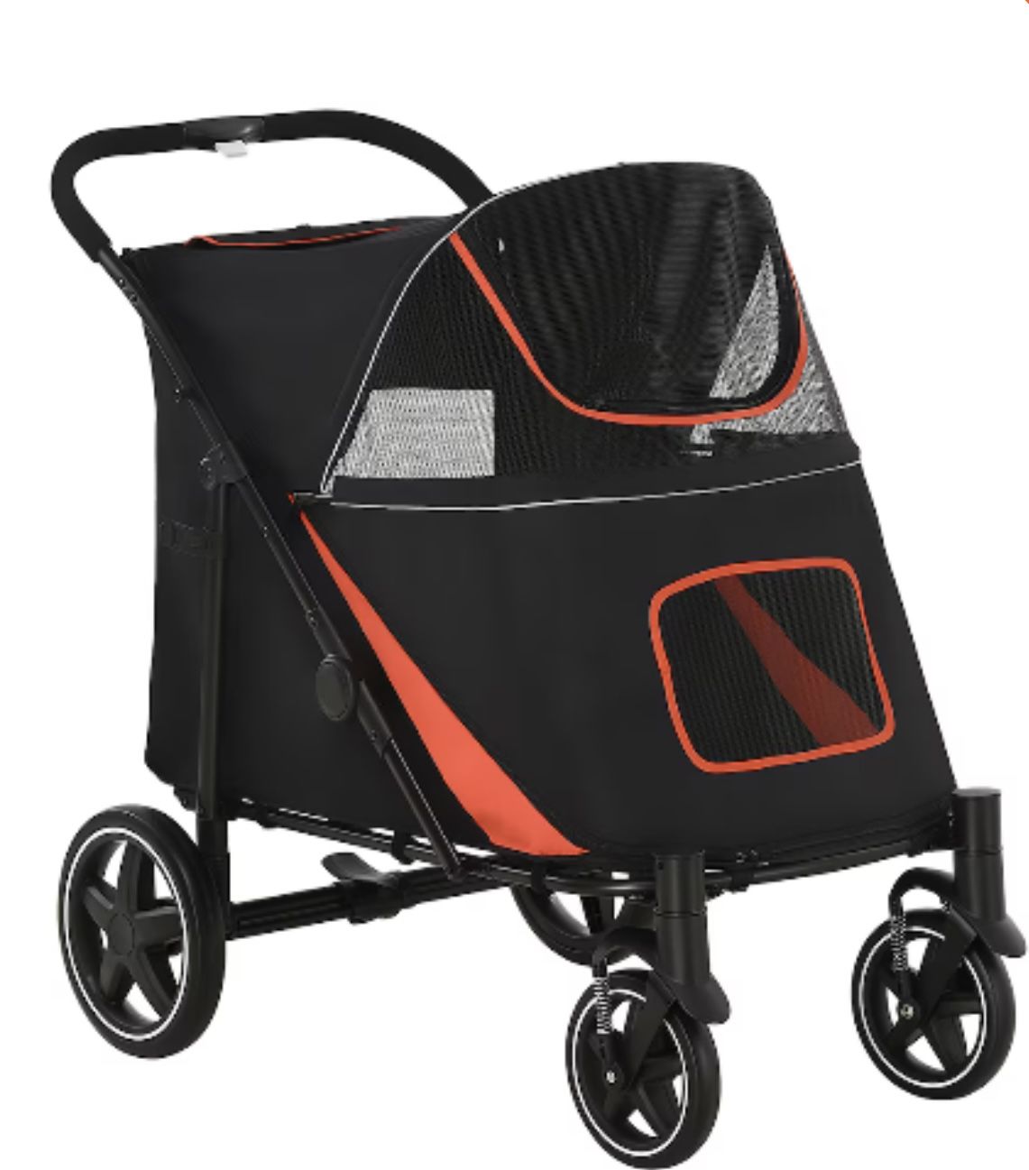 Pet Stroller with Universal Front Wheels, Shock Absorber, One-Click Foldable Dog Cat Carriage