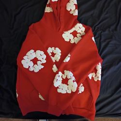 Medium Red Denim tear Hoodie 80$