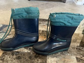 Unisex Boy Girl Rubber Rain Boots Size Youth 12 Navy Teal