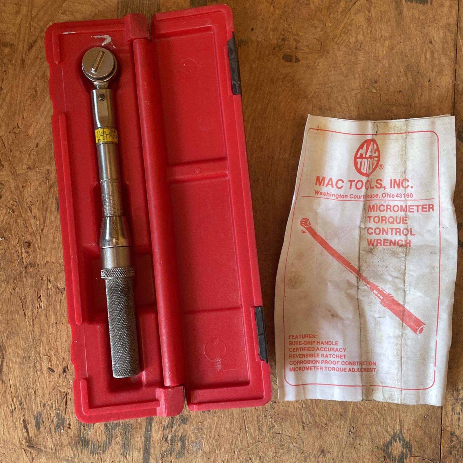 Mac Tools Micrometer Torque Control Wrench