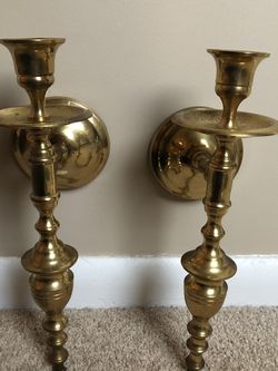 Brass Candle Sconces 11” H X 3 1/2 W X 5” D Solid Brass