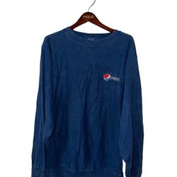 Pepsi Blue Pullover Crewneck Vintage Sweatshirt Men’s Size:Large