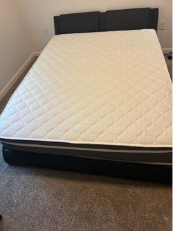 Queen Bed Frame with LED Lights & Mattress Set – Like New – $225
