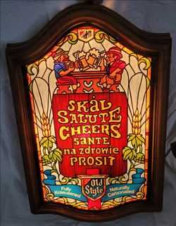 Old Style lighted beer sign - faux stained glass