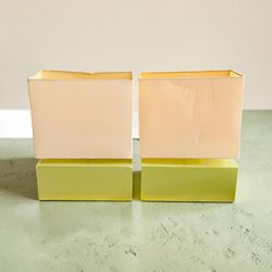 Mid Century Green Ceramic Lamp Pair