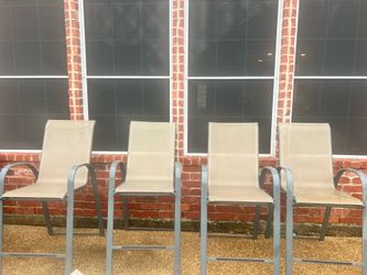 4 Tan Light Weight Patio Bar Height Chairs