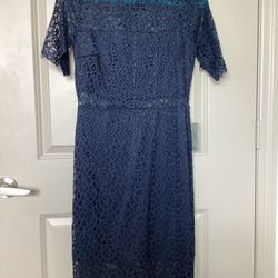 Navy blue high neck lace cocktail dress size medium