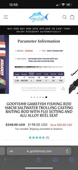 GOOFISH GAMEFISH FISHING ROD 168CM SALTWATER TROLLING CASTING BAITING ROD  WITH FUJI SETTING AND ALU ALLOY REEL SEAT for Sale in Miami, FL - OfferUp