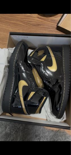 Black and Gold  patent leather