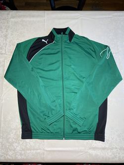 Puma Sport Lifestyle Men’s Active Track Jacket Green Black Size L Full Zipper