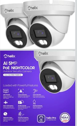 2 PACK  HELIX  4K PoE Camera Wired Outdoor Dome Surveillance 8MP IP Cam
Human/Vehicle Detection, Supports 256GB MicroSD, NDAA, Built-in Mic, Optional 