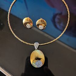 18k Gold And Diamond Chain And Charm Set 