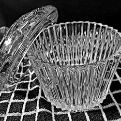 CRYSTAL: NEW, Hand-Crafted Designs of Ireland. Shannon Cupcake is 6 inches tall; 5.6 inches wide, with a removable lid.