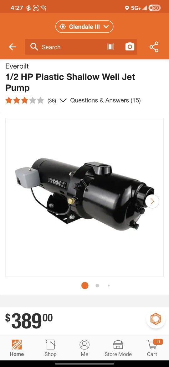 1/2 HP Shallow Well Jet
Pump