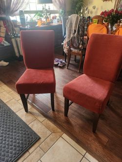 Set of 2 Red Upholstered Dining Chairs