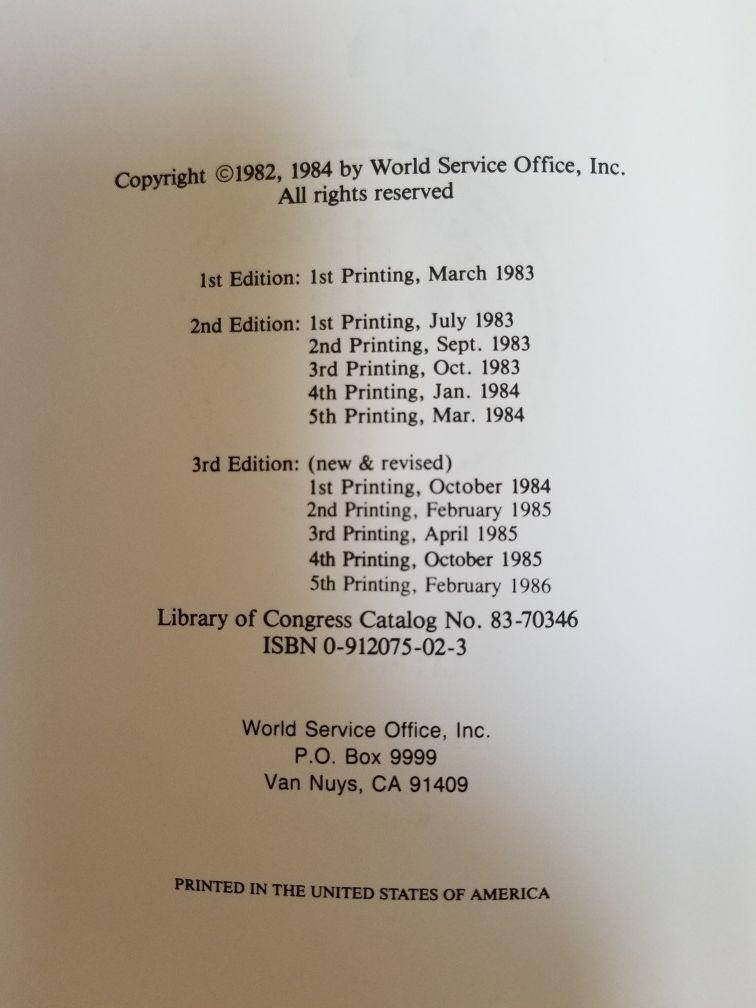 NA basic text (Narcotics Anonymous Big Book). 3rd edition, first ...