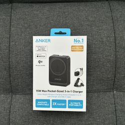 Anker MagGo 15W Max Pocket sized 3-in-1 Wireless Charger Apple MagSafe 