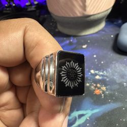 The Great Gatsby Signet Ring Black Onyx Sterling Silver size 8