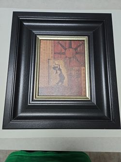 Framed African-Inspired Wall Art | Black & Gold Frame | 19" × 17"