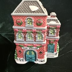 Trim A Home Fire Station Bayberry Village 1997 Light Cord AND Box  Exc Vintage