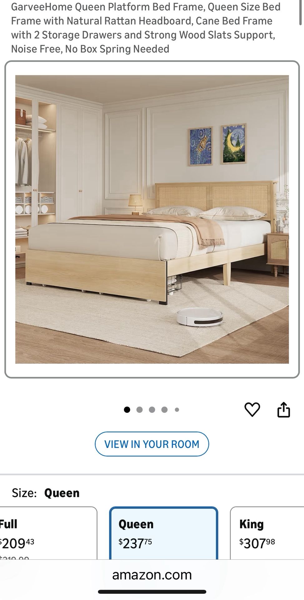 Rattan Queen Bed Frame With Bed