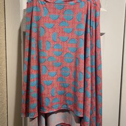 Lularoe Azure Skirt Size 14  In pink and Turquoise print 