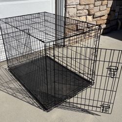 GUC XL Foldable Black Dog Cage/Crate w/ Tray (43.2”L x 28.5”W x 30.4”H) - $45