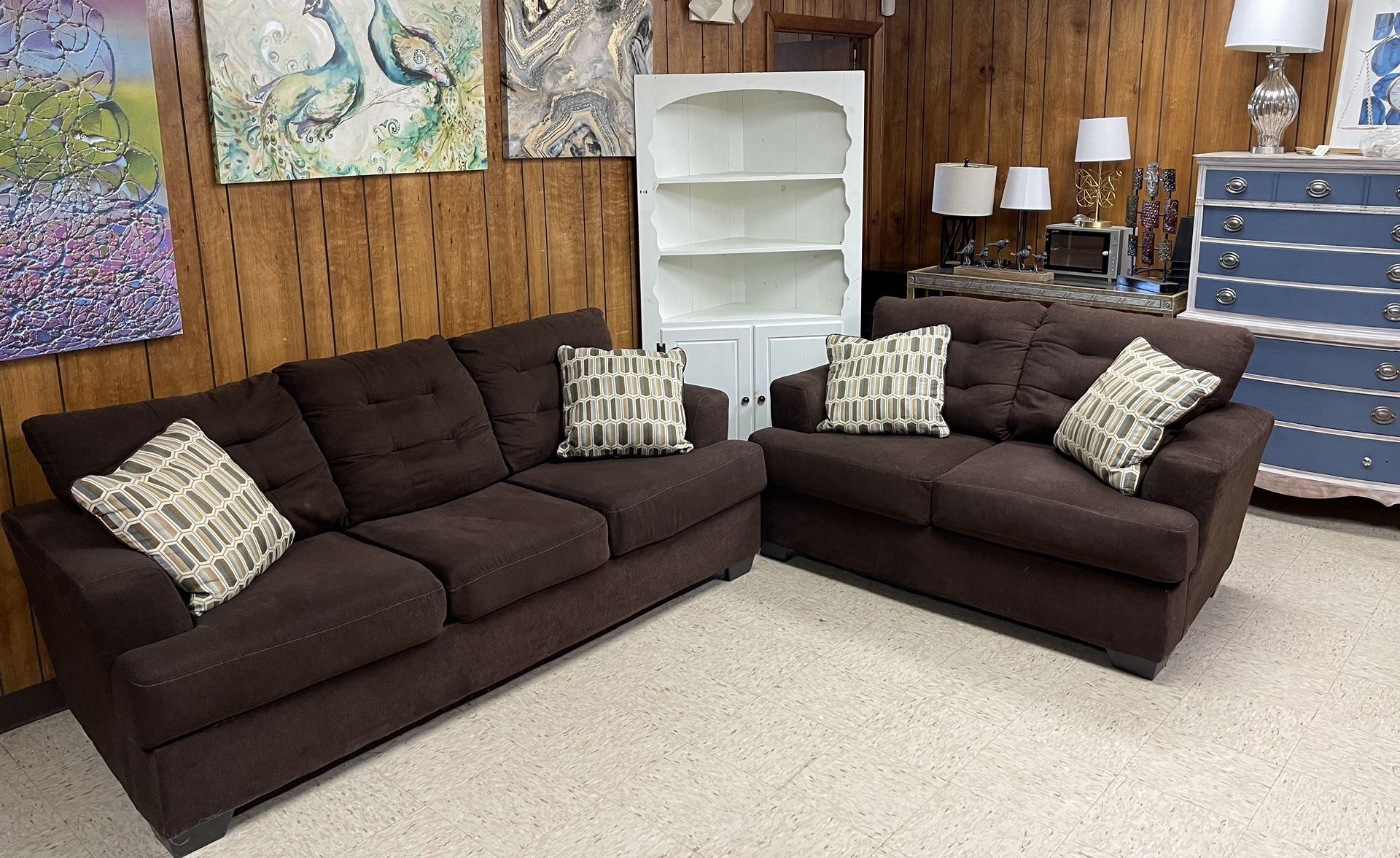 Brown Couch & Loveseat